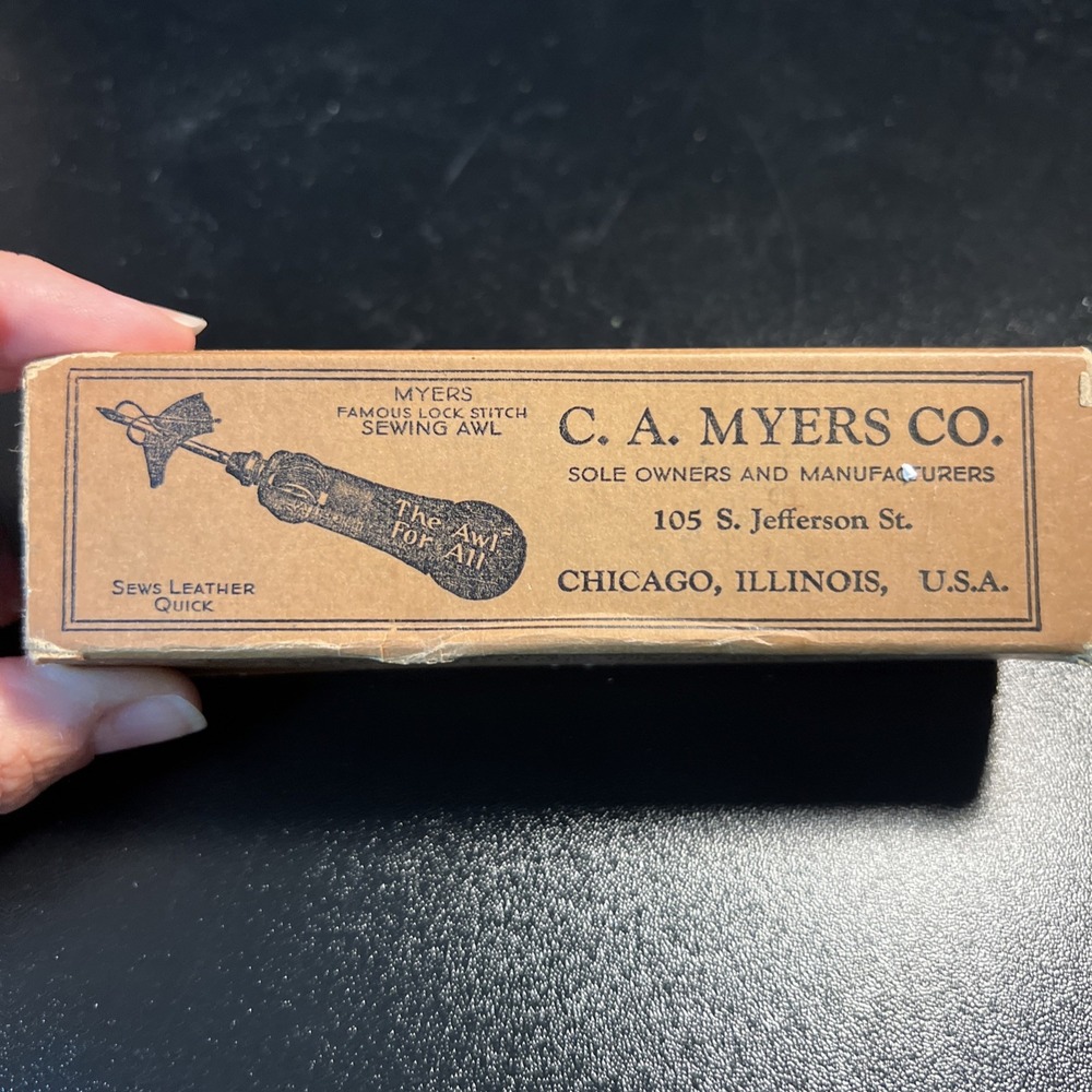 Vintage CA Myers Co Sewing Awl Leather Canvas Original Box - Picture 6 of 7
